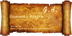 Gyarmati Aletta névjegykártya